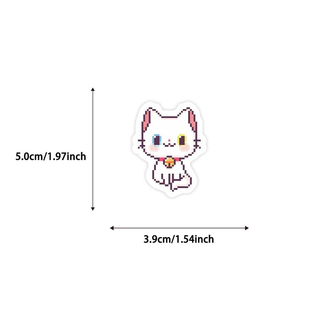 50 Cute Cartoon Pixel Cat Stickers for Notebooks, Phone Cases, and DIY Stationery Decor