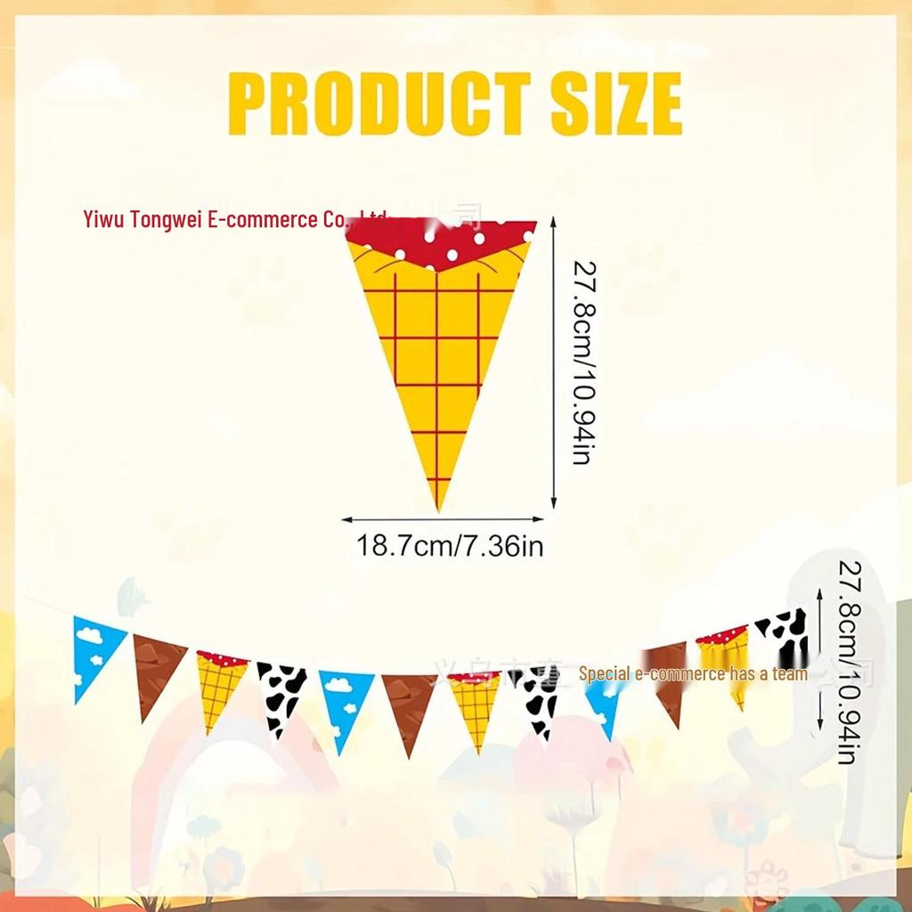 Cartoon Toy Themed Triangle Party Banner for Festivals and Decorations