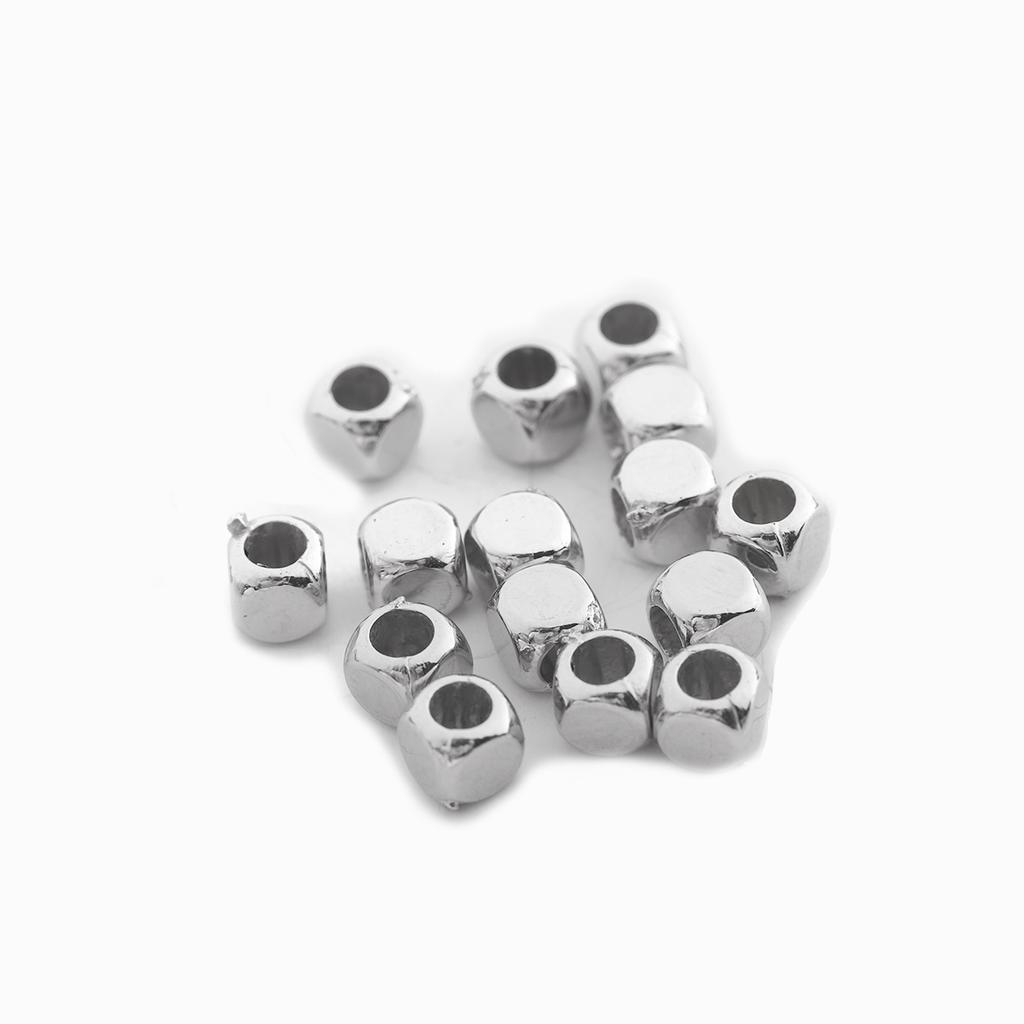 200pcs/Lot CCB Square Large Hole Beads Gold Silver Color Loose Spacer Big Hole Bead for Jewelry Making DIY Findings Accessories