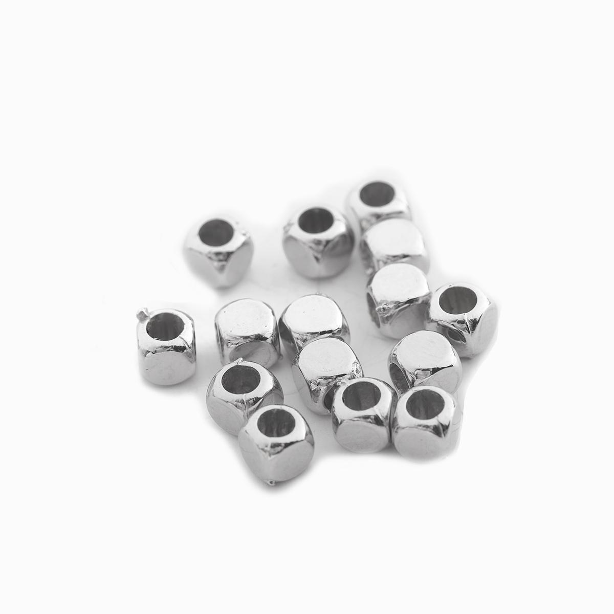 

200pcs 4/5mm CCB Square Big Hole Beads Gold Silver Color Cube Loose Beads for Jewelry Making DIY Bracelets Necklace Accessories 4mm серебряный