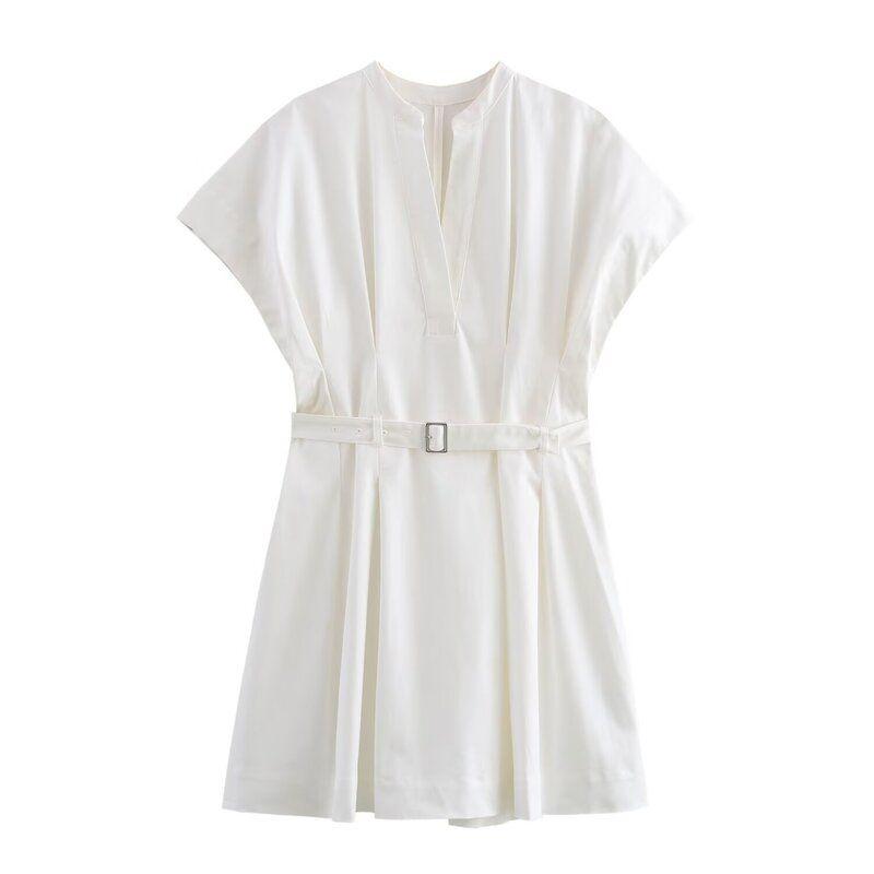 

Fashion Style 2024 Autumn New Arrival Women s Stylish All-Match Commute with Belt Short Dress 8761298 White L