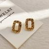Copper Plated 18K Gold French Autumn Winter Vintage Tea Crystal Rhinestone Women's New Arrival Light Luxury Stud Earrings