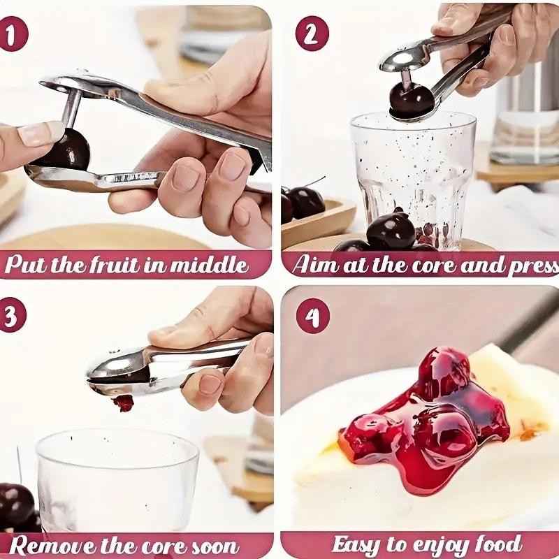 Red Jujube Cherry and Date Pitter – Stainless Steel Pit Remover Tool
