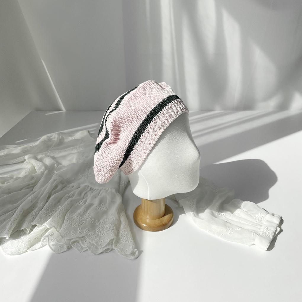 Women's Summer Striped Hat Knit Beret