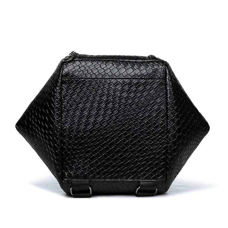 Schwarzer gewebter Kunstleder-Rucksack Freizeitrucksack