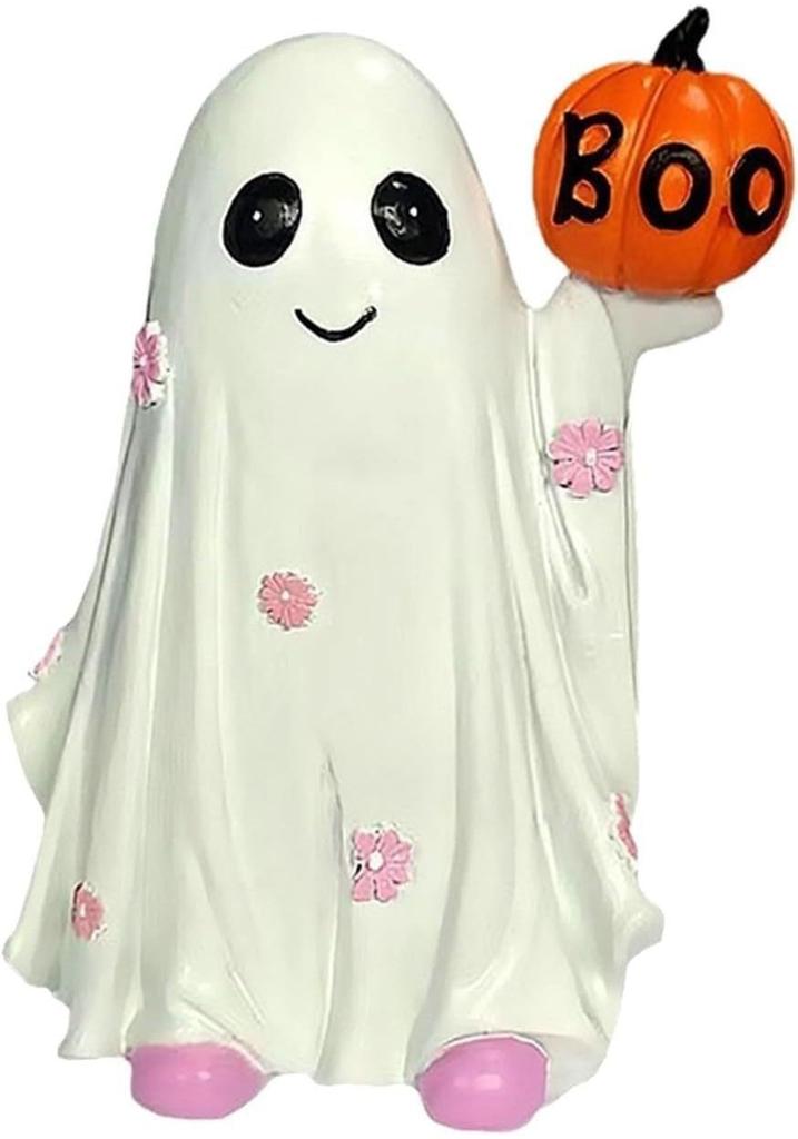 Charming Ghost And Pumpkin Resin Statue For Halloween Elegant Home Decor Gift