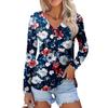 Women's Casual Loose Fashion Retro Floral Print Long Sleeve V-Neck Button Down Shirt