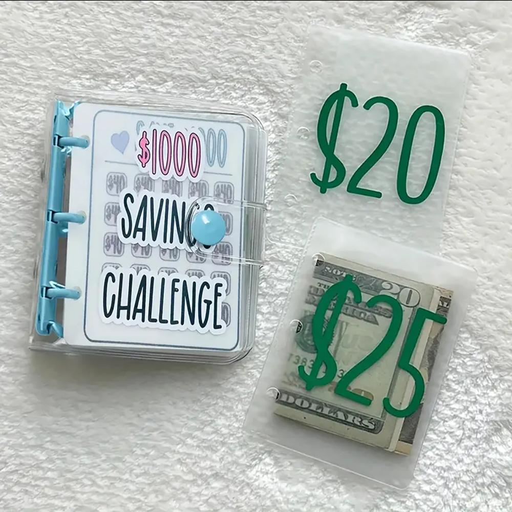 Savings Challenge Binder 1000 Dollar Savings Challenges Loose-leaf Book Cash Budget Storage Notebook Envelope Savings Challenge