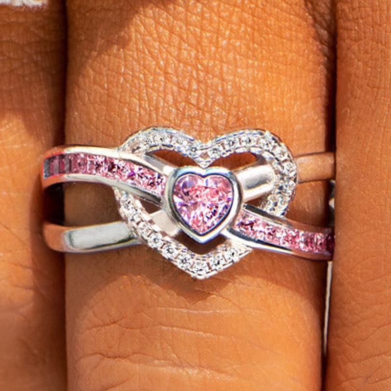 

Jiuqin Women s Popular European & American Heart Zircon Ring - Trendy Finger Jewelry Size 6 серебряный