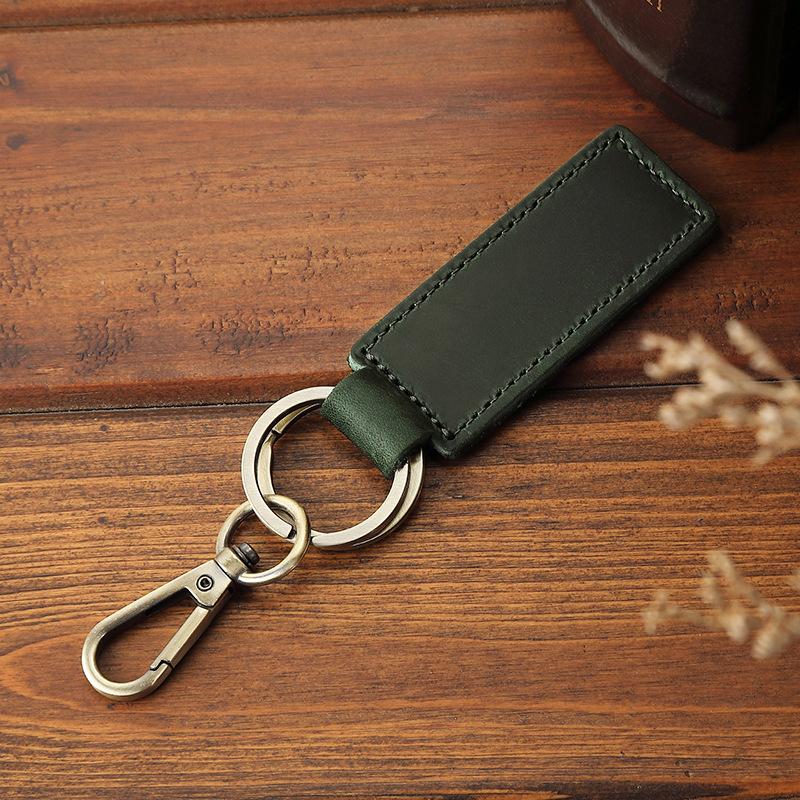 Genuine Leather Retro Cowhide Keychain Metal Lobster Clasp Pendant  Personalized Anti-Lost Car Keyring Keyholder