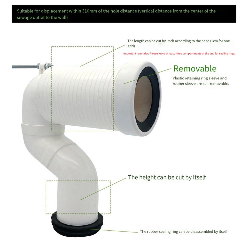 Home Plumbing Toilet Direction Connector Sewage Pipe Joint Toilet Sewage Pipe Shifter Toilet Bend Shift Tube Easy To Use