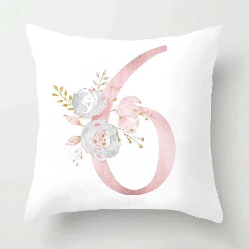45x45cm Pink Rose 26 Letters Pillowcase Wedding Party Decoration Sofa Car Creative Ornament Couple Home Cushion Cover