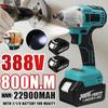 388VF 800N.m bezszczotkowy elektryczny klucz udarowy 1/2 Sokect bezprzewodowy klucz śrubokręt elektronarzędzia akumulator do akumulatora 18V