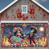 Decoration Banner for the Day of the Dead Garage | Made of Polyester, Featuring a Traditional Dressed Skeleton Design