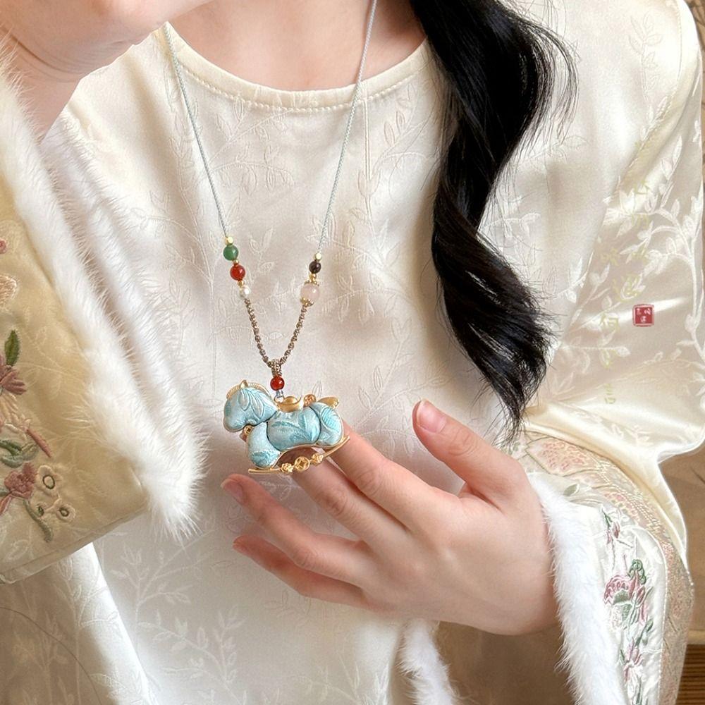 Brocade New Chinese Style Necklace Hanging Rope Horse Face Skirt Accessory  Women