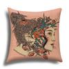 Classic Retro Girl Skull Illustration Cushion Cover Pillow Cover Sofa Cushion Cover Living Room Bedroom Soft Home Decoration