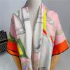 130CM Women Large Square Shawl and Scarf French Printing Luxury Colorful Kerchief Bandana Hijab Scarf