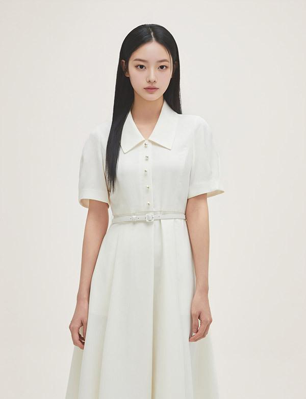 ROEM Short Sleeve Flare Long Dress Rmowg24S12