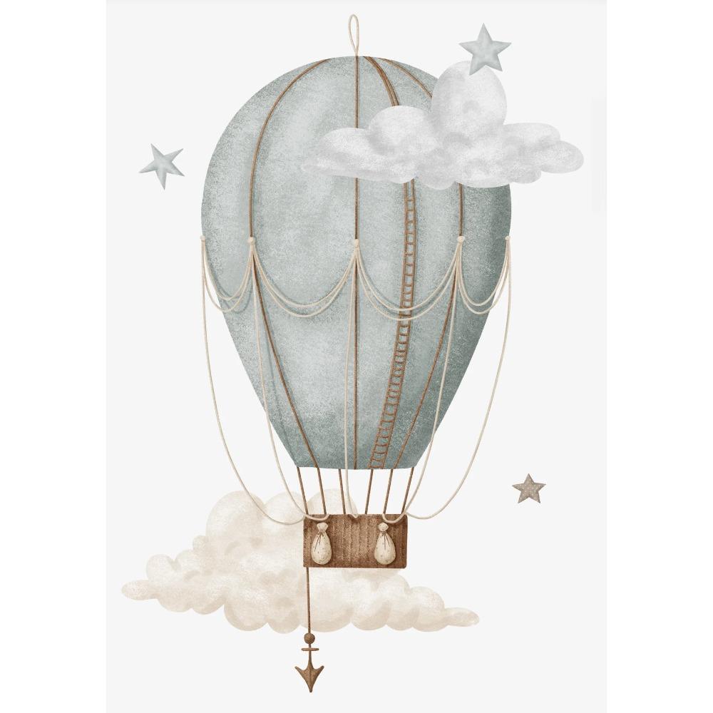Monkey Lion Poster and Print Canvas Painting Wall Art Picture for Kids Room Nursery Decor Watercolor Hot Air Balloon Animal