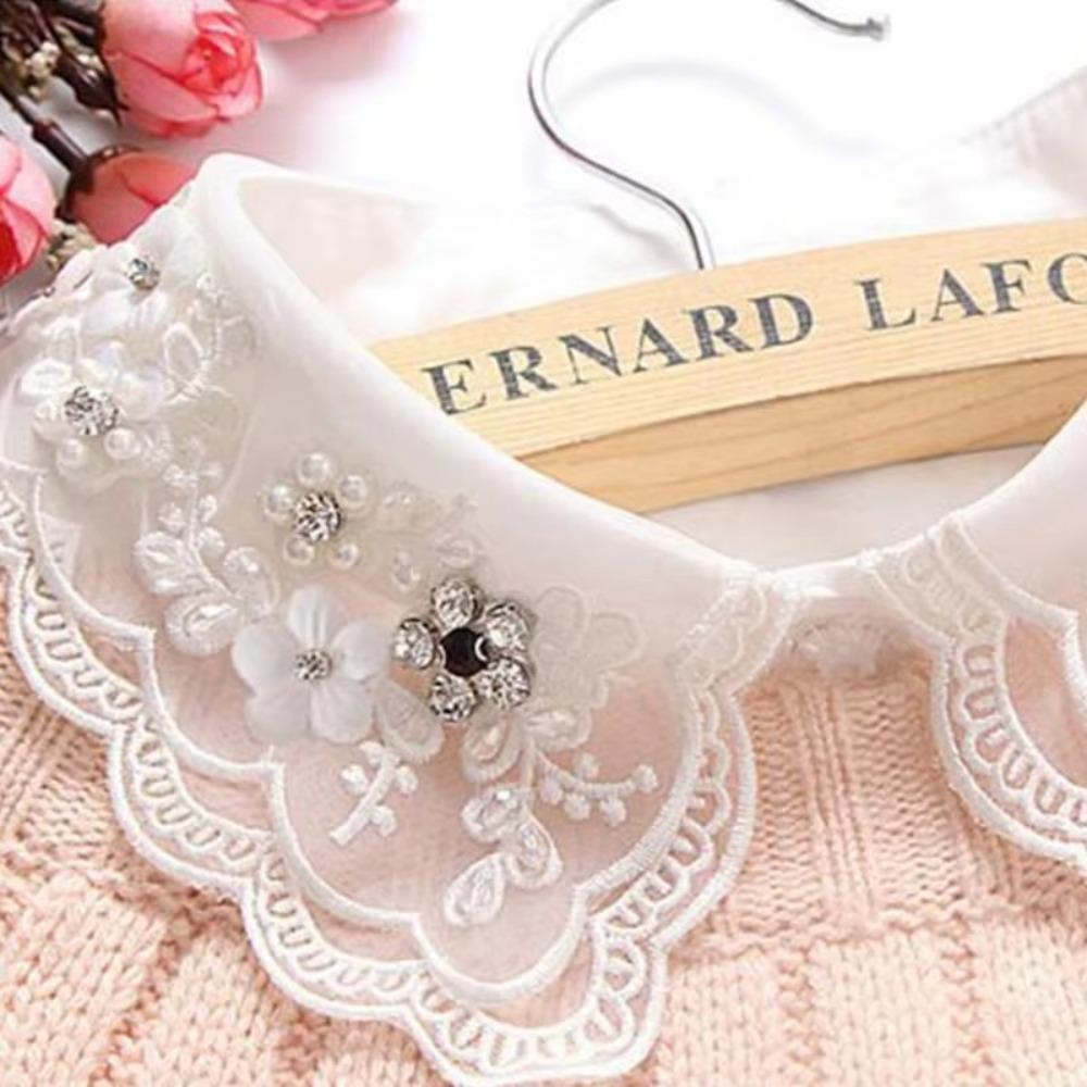 Lace Up Shawl Fake Collar Imitation Pearl Shirt Collar Accessory  Women