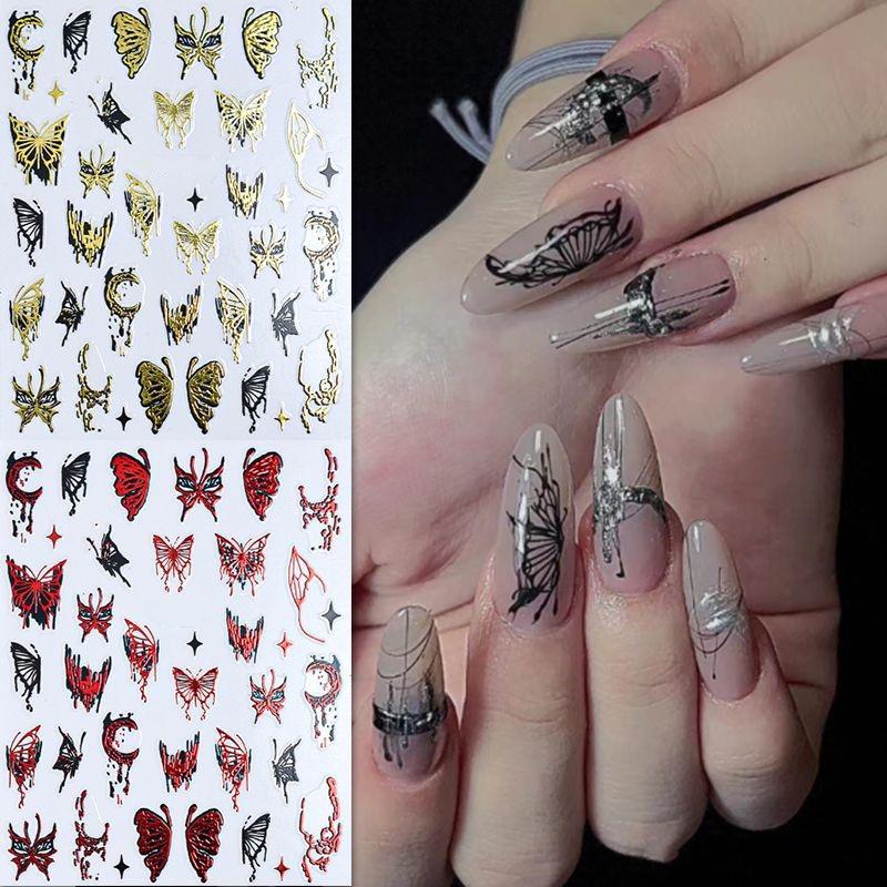 2 STK 3D Negleklistremerker Blomsterplanter Nail Art Dekaler Blomsterblad Vår Slidere Manikyr Dekor