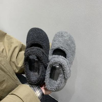 Autumn and Winter with Skirts, Warm and Velvet Mary Jane Shoes, Fluffy Shoes, Inner Height Increase, Single Shoes, Cotton Shoes, Woolen Soft-soled W