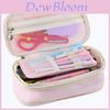 Stylish Macaron Color Canvas Expandable Large Capacity Pencil Case With Dual Zippers