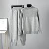 Semi-turtleneck casual loose sweater for women's autumn and winter new versatile gentle wind soft waxy knitted trousers suit for women