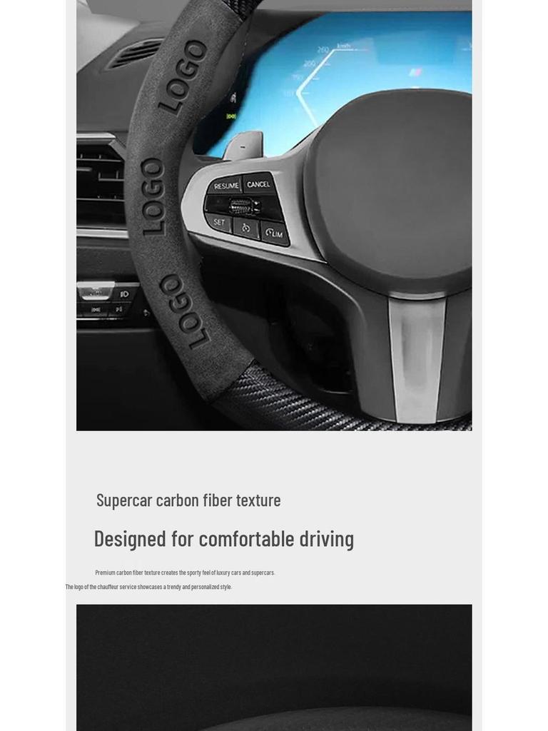 Genuine Leather, Suede & Carbon Fiber Steering Wheel Cover for Jeep Grand Commander (2018-2022)
