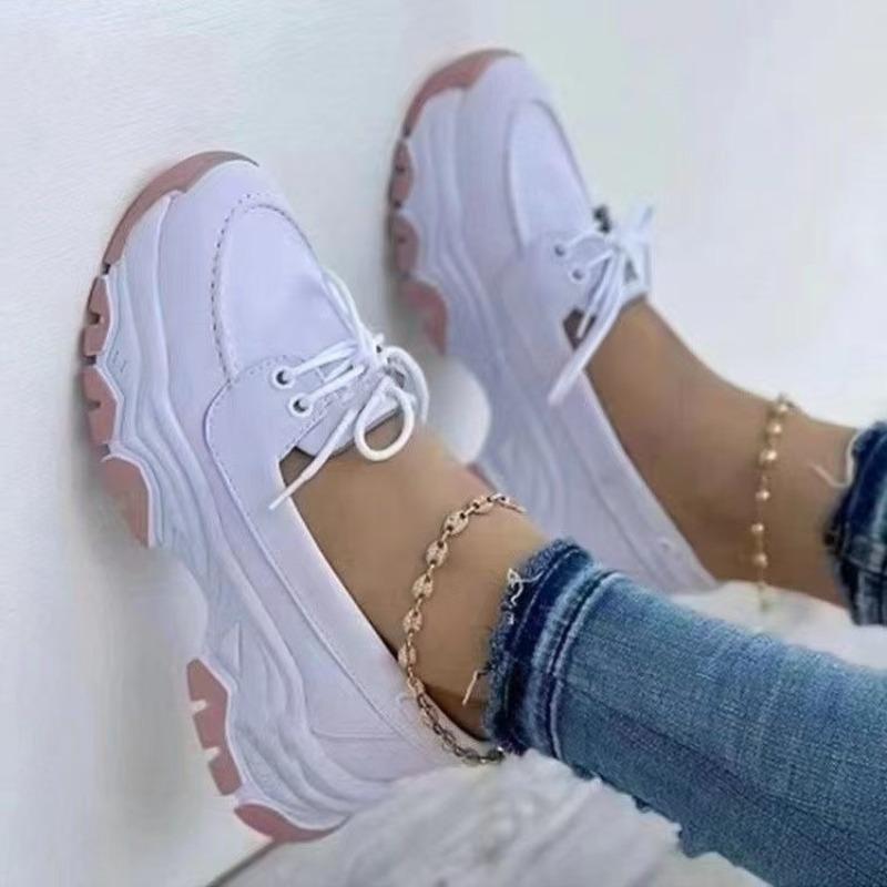 Fashion 2025 New Women Sneakers Fashion Casual Lace Up Sneakers Women Platform Breathable Sport Vulcanized Shoes Women Zapatos De Mujer