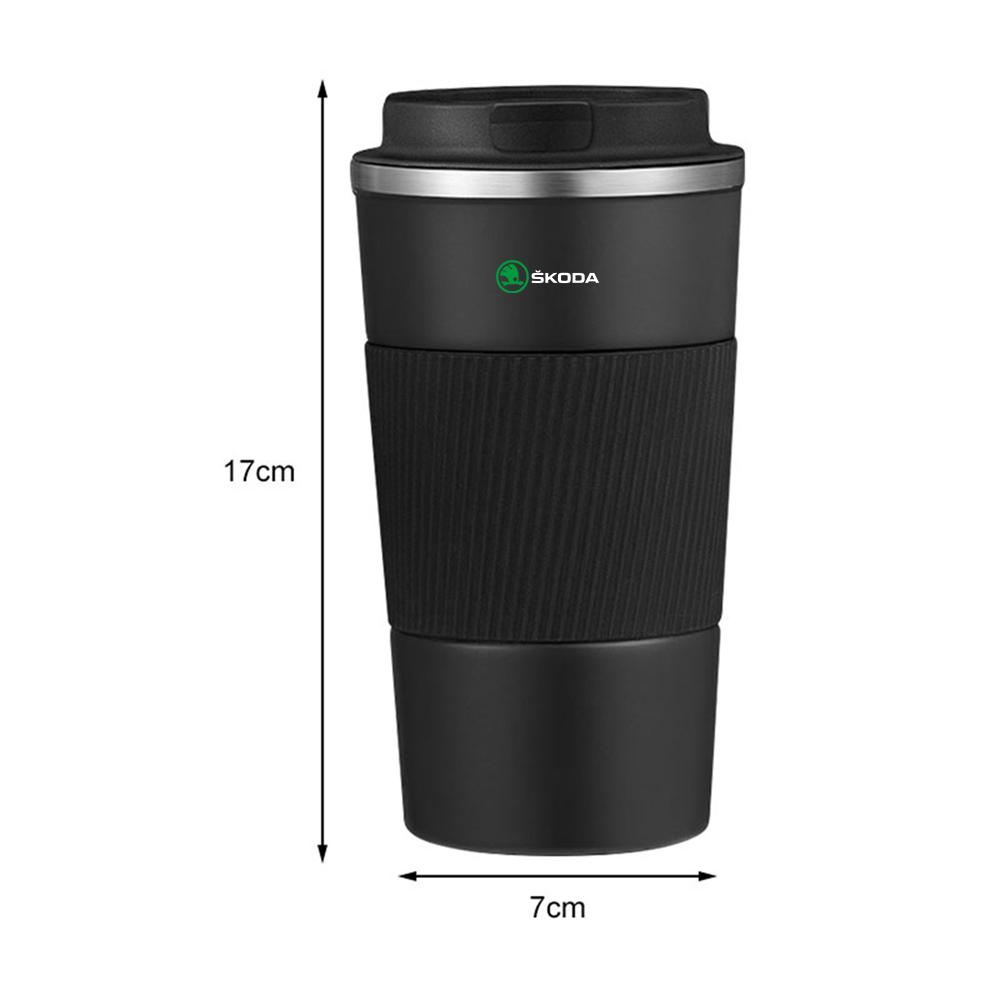 Car Thermos Cup Coffee Mug Stainless Steel Coffee Thermos Mug Badge For Skoda S VII Yeti Kamiq Kodiaq Karoq Octavia Fabia Rapid