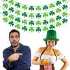 St Patricks Day Decorations 4PCS Felt Shamrock Garland Banner - NO DIY Shamrock Clover Garland Banner for St Patricks Day Decor - Dark Green Light