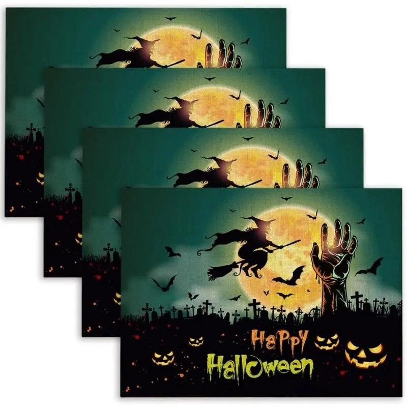 1PC Happy Thanksgiving with Falling Leaves Placemats Autumn Holiday Decoration for Dining Table