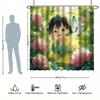Cartoon Girl Shower Curtain Set, Butterfly & Floral Design, Water-Resistant Polyester, Bathtub Partition,  All-Season