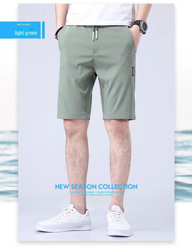 Men's 2023 Summer Ice Silk Quick-Dry Shorts: Casual, Loose, Elastic, Slim-Fit Pants