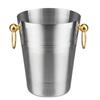 Stainless Steel Bar Ice Bucket Two Handles Champagne Bucket golden Gold Wine Bucket Spit Wine Barrel Container Ktv Club Bar tool