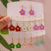Cute Enamel Flower Drop Earrings for Women Girls Smile Face Dangle Earrings Handmade Kids Jewelry Gifts