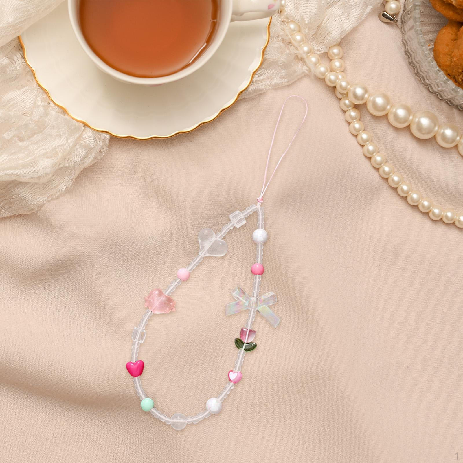 

Чехол для телефона с бисером, ремешок на запястье, мультяшная цепочка, браслет с бусинами, брелок, ювелирный кошелек With a Bow