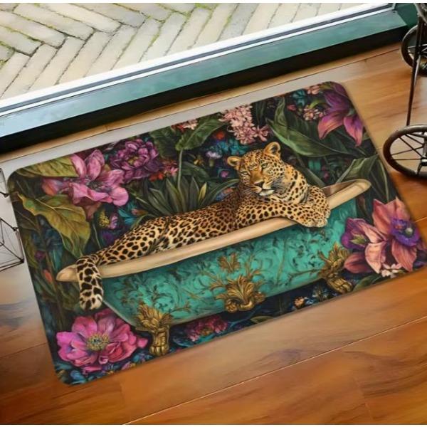 Růžová černá flanelová podlahová rohožka se zvířecím vzorem a designem leoparda, rohožka do kuchyně, koupelny, ložnice, dekorace do domácnosti