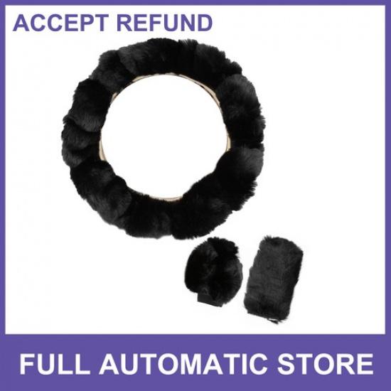 THREE Car Steering Wheel Cover with Handbrake Cover Gear Shift Cover Universal