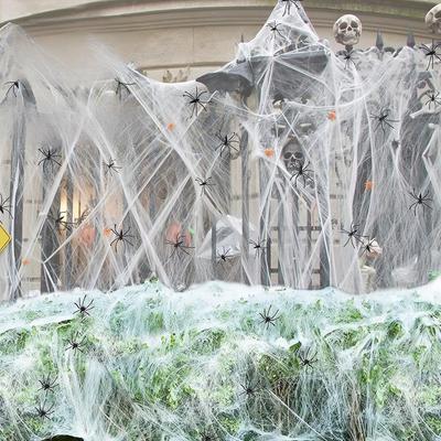 Christmas Elastic Spider Web with Spider Horror Haunted House Yard Scene Arrangement Christmas Party Faux Decorative Props 2025