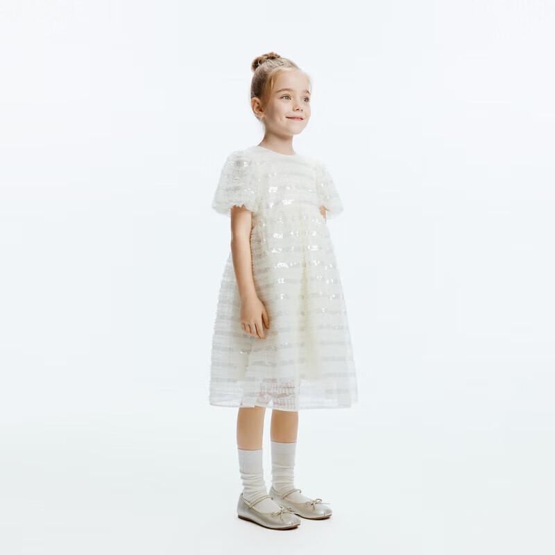 

little MO&Co. Girls Autumn Puff Sleeve Sequin Dress 140
