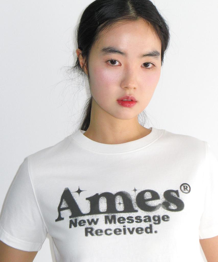 AMES-WORLDWIDE Round Hem Crop Tee White