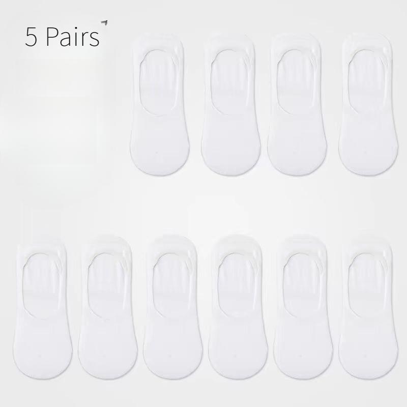5 Pairs Men's Solid Color Light Mouth Invisible Socks Solid Color Business Casual Non Slip Men's Short Socks