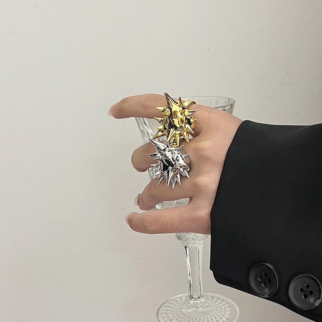 Unique Sea Urchin Spikes Ring Gold/Silver Alloy Ring Finger Jewelry Daily Wear Fashion Accessories for Women Girls