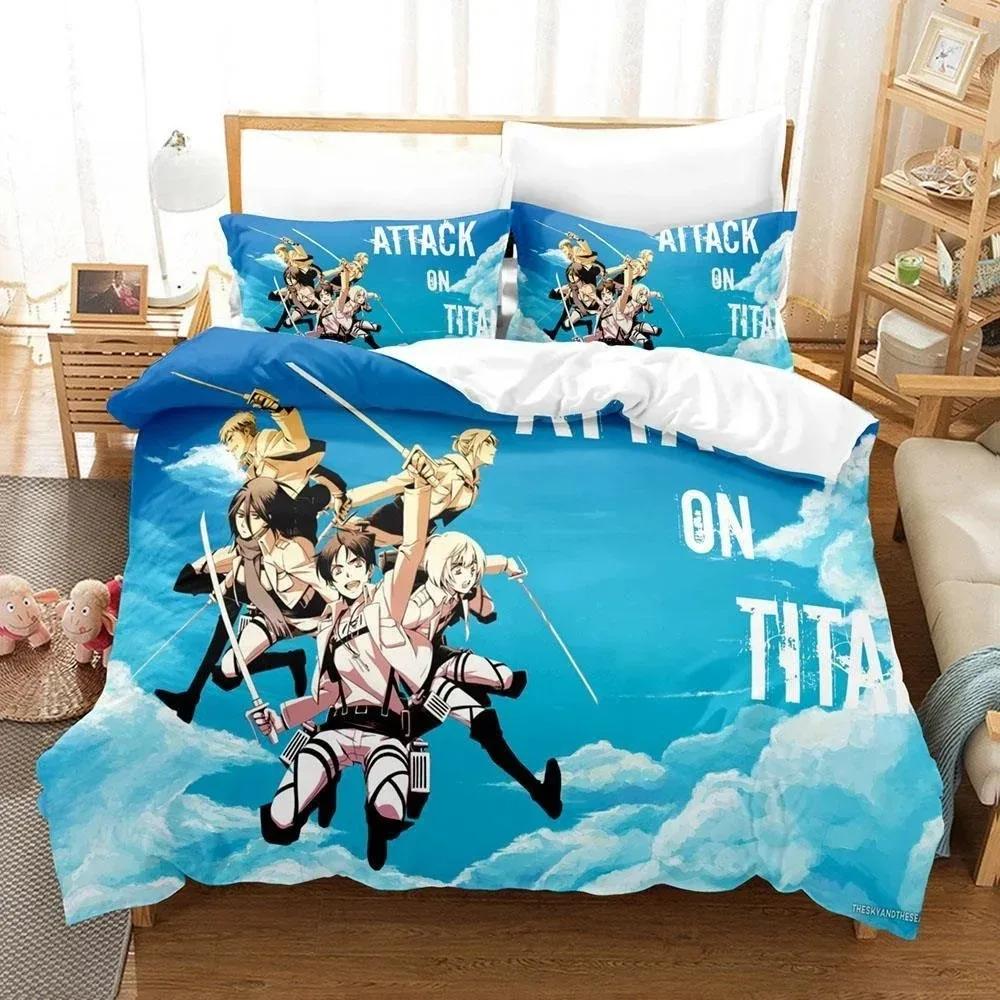 3D Print Anime Bed Sheet Attack On Titan Bedding Set Single Twin Full Queen King Size Bed Set Adult Kid Bedroom Duvetcover Sets