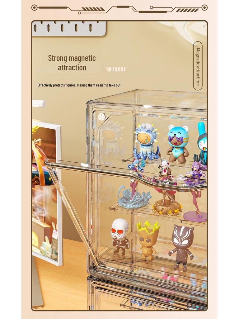 Pop Mart Transparent Acrylic Display Stand: Dustproof Magnetic Storage Box for Figures