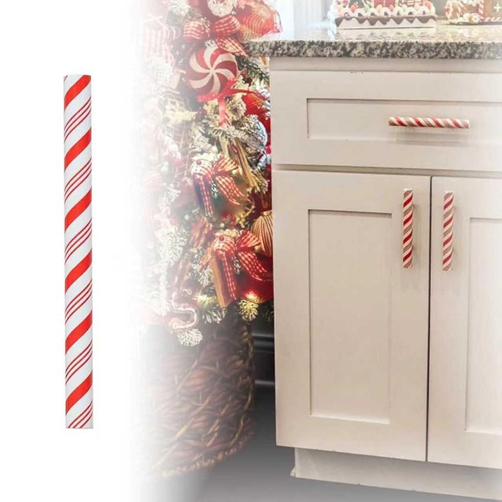 2PC Red Peppermint Handlez Decorations with Hanging Handles for Holiday Use in Wreaths Centerpieces Mantel Displays and Crafting