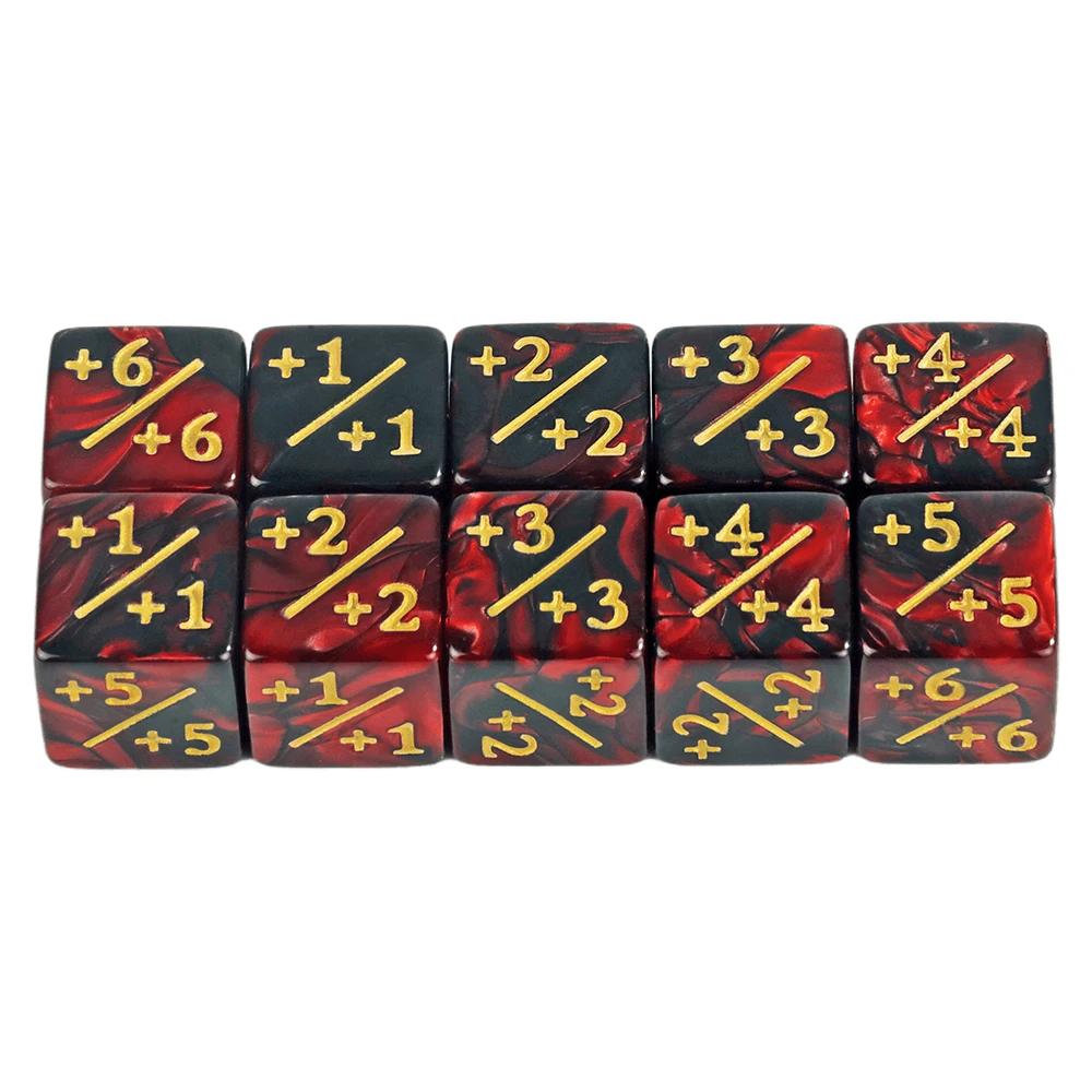 New Six Sided Dice Set D6 Counters  1/ 1 and -1/-1 Set of 10 Dice for Math Teaching ,Kid Arithmetic Toys, Card Game Accessories