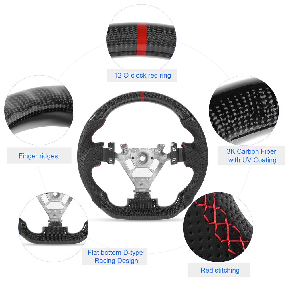 Custom Carbon Fiber Steering Wheel Nappa Perforated Leather Fit for Nissan 350z 2003-2008